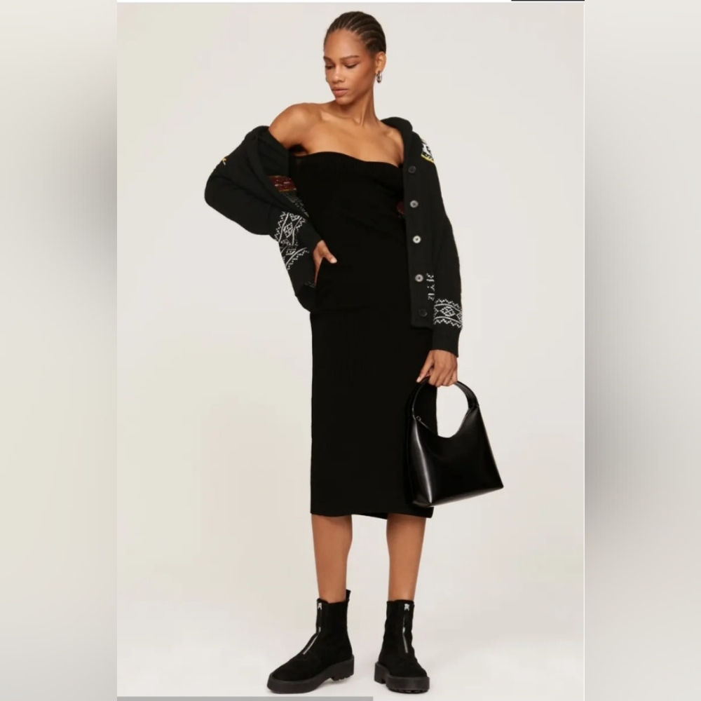 The Kooples Printed Knit Cardigan In Black Women's Size Medium